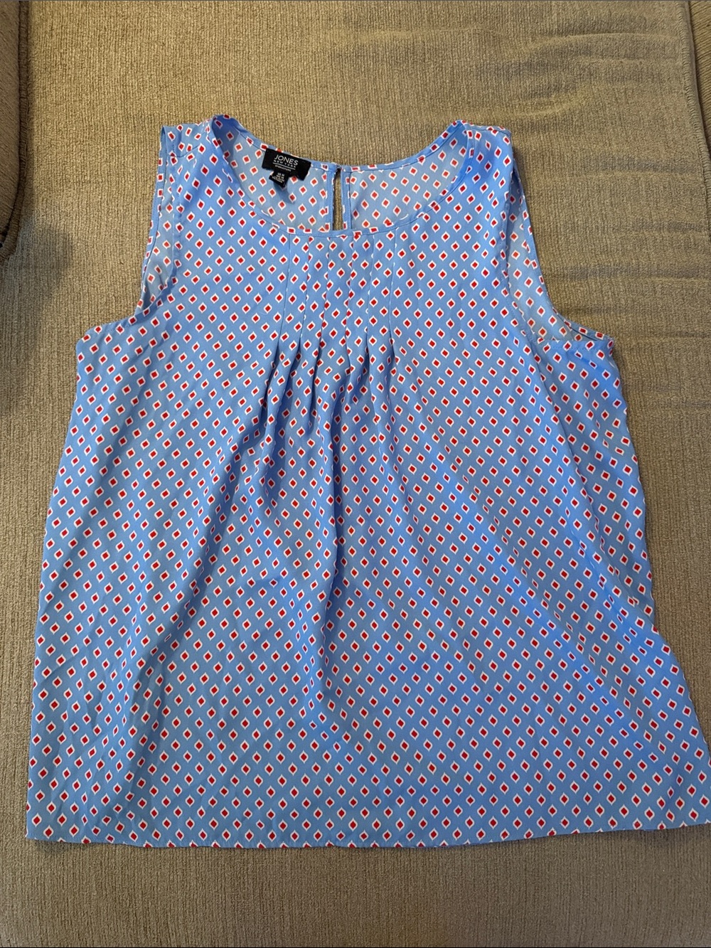 Jones New York Blue and Red Sleeveless Geometric Print Camisole